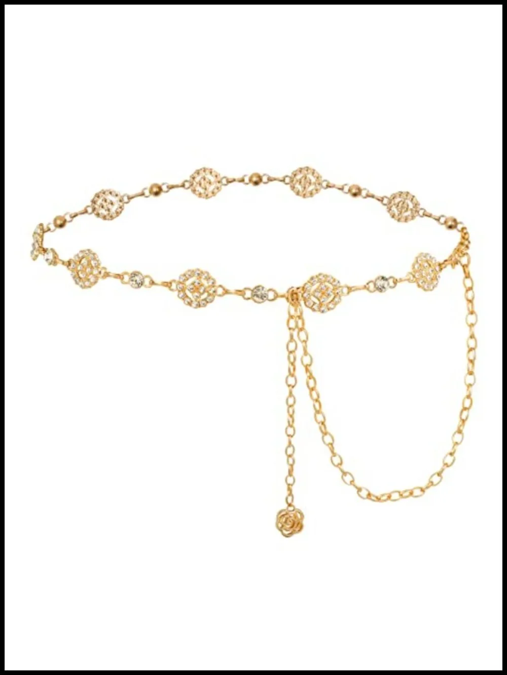 Rhinestone Gold Silver Chain Belt for Dresses - Adjustable Waist Chain Belt
